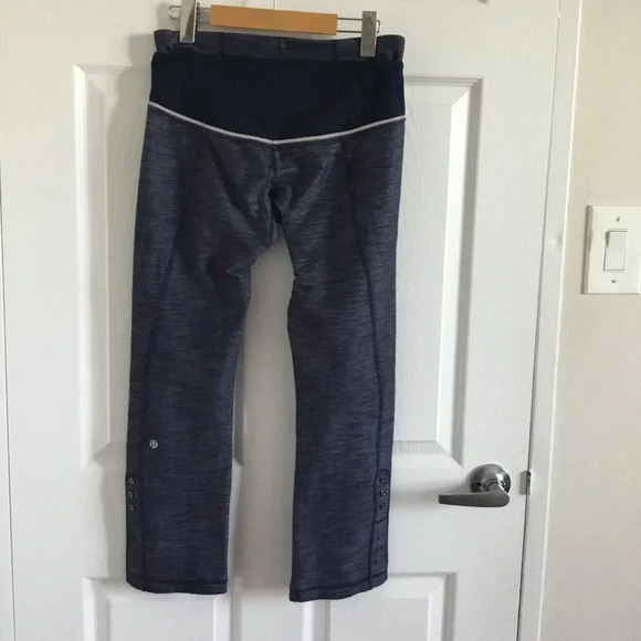 Lululemon Ride On Fold Cuff Hem Leggings Womens Denim Luon Reflective Crop SZ 6 - Picture 2 of 14